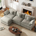 WorthFurni 111.4” Cloud Couch Modular Sectional Sofa Comfy Modern 3-Seater Couches with Pillows &amp Upholstered Deep Seat Cushion for Apartment Living Room Bedroom （Grey）