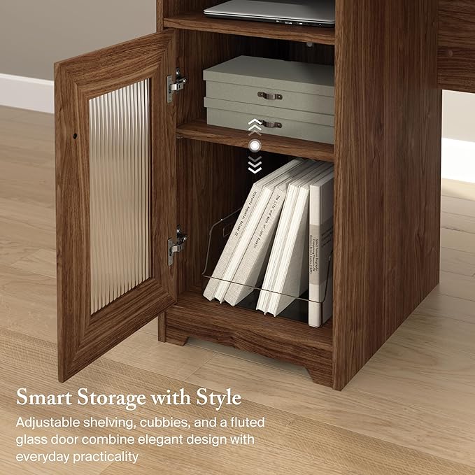 Bush Home Cabot L Shaped Desk in Espresso Oak