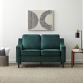Edenbrook Jensen Upholstered Loveseat – Green Velvet Loveseat - Living Room Furniture - Small Loveseat- Seats Two - Scoop Arm Modern Couch - Couches