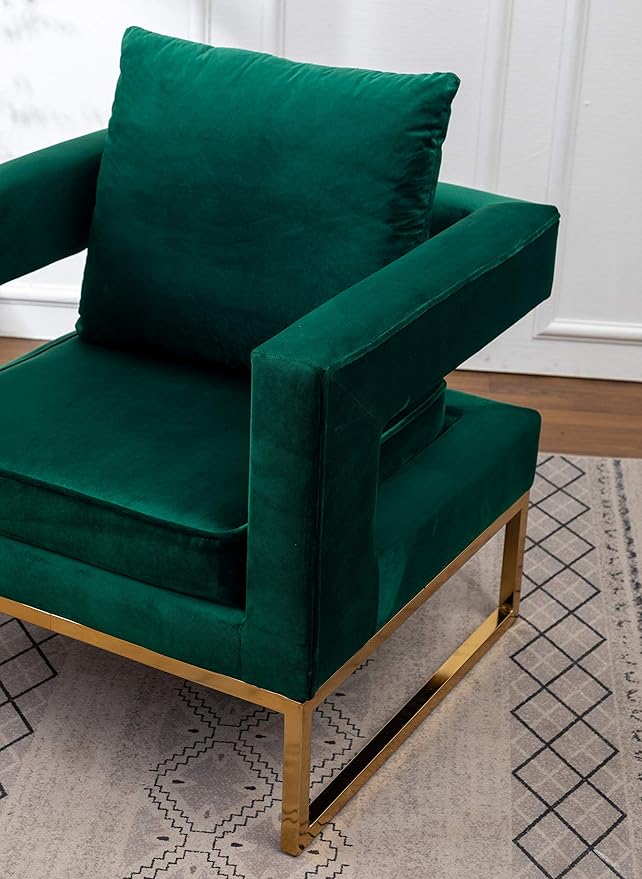 Roundhill Furniture Lenola Upholstered Accent Arm Chair Green 27.5D x 29.75W x 34.5H in