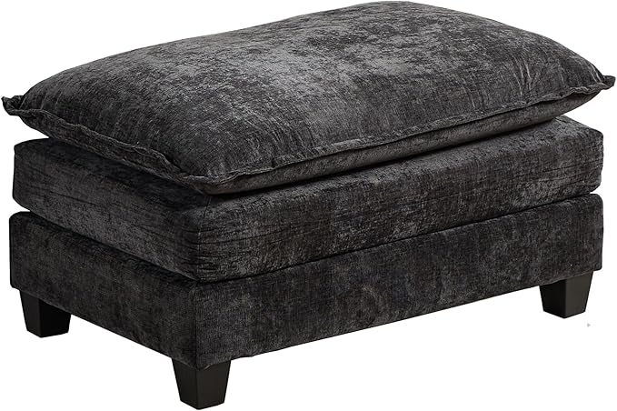 Black Ottoman for Modular Sectional Sofa Chenille Fabric Seat for Oversized Sectional Couches for Living Room Bedroom Apartment Cloud Sofa Couch Sofá para Sala