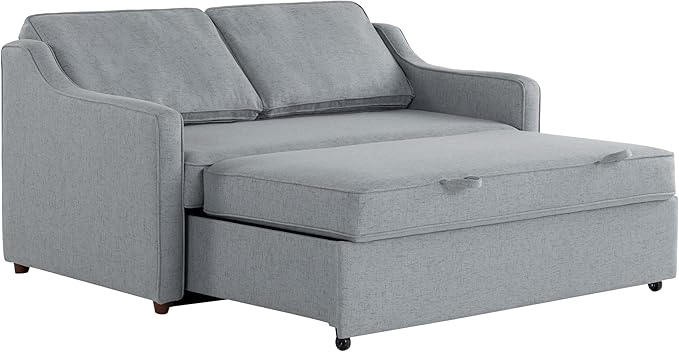 Serta® Corren 68.1 Queen Sized Convertible Sofa Dream Coil® Comfort Fingerguard® Pinch Point Protection Sofa Chenille Fabric Light Gray