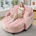 Oversized Chair and A Half Chenille Tufting Accent Cozy Reading Sofa Chair with Storage Ottoman Upholstered Loveseat Chaise Lounge Sofa with Adjustable Back for Living Room Office Sunroom Pink