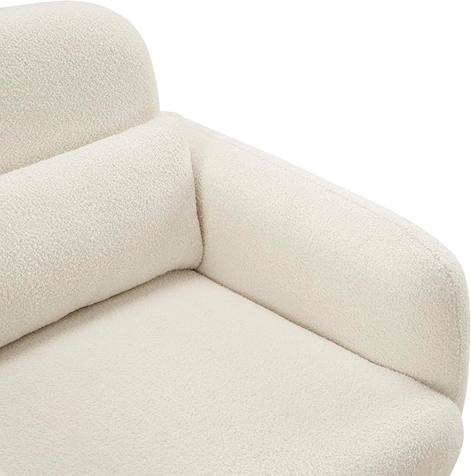 Lexicon Modern Accent Single Sofa Chair with Square Armrest Boucle Fabric Upholstered Comfy Reading Chair with Lumbar Pillow for Bedroom/Living Room/Office Beige