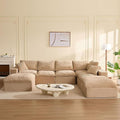 137.8” Sectional Couches for Living Room Set of Cloud Couch Modular Sectional Sofa Convertible Sofas Bed Deep Seat Sofa Sleeper Sofa Full Size Corduroy Camel