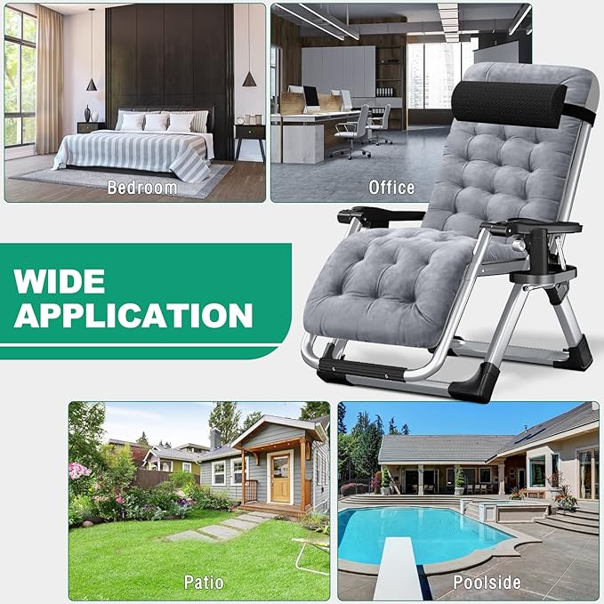 LILYPELLE Comfy Folding Chair Folding Lounge Chair for Bedroom and Living Room Folding Reclining Patio Chairs with Removable Cushion for Indoor Outdoor