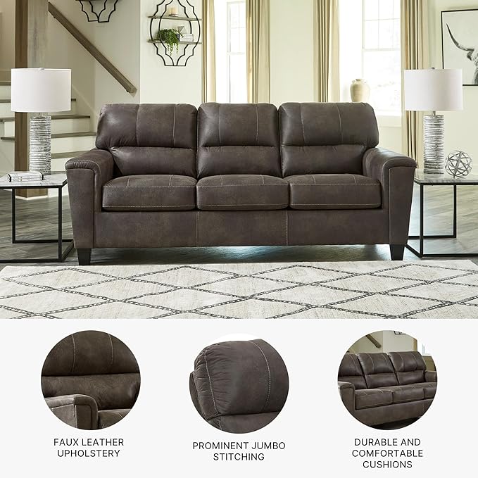 Signature Design by Ashley Navi Faux Leather Modern Sofa Gray