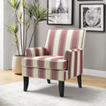 HULALA HOME Modern Accent Chair for Living Room Upholstered Fabric Single Sofa Chair Wingback Armchair with Wooden Legs for Bedroom Office Reading or Waiting Room Stripe Red
