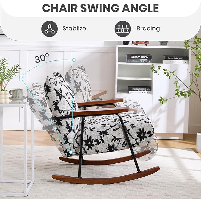 Modern Accent Chair Arm Chair Living Room Rocking Chair Metal e