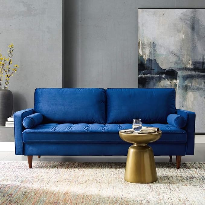 Modway EEI-3764-NAV Valour Performance Velvet Sofa Navy