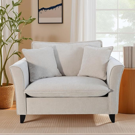 ERYE Living Room Accent Chair Modern Chenille Upholstered Wider Seat Cushion Leisure Armchair W/2 Pillows and Removable Cover for Home ApartmentBedroomOffice