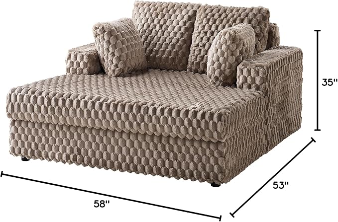 VanAcc Upholstered Sofa Bed Chaise Lounge Indoor with Armrests and Throw Pillows Plush Chair Bed for Living Room Sleeper Chair(Brown)