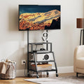 Rolling TV Stand with Mount Corner TV Console with Wheels Up to 55 Inches Entertainment Center with Storage Small TV Stand with Power Outlet for Living Room Bedroom Black TVBK117E01
