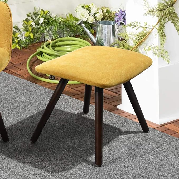 Accent Chair Ottoman Set for Living Room Wing Back Armchair Tufted Back Upholstery Living Room Chairs Orange