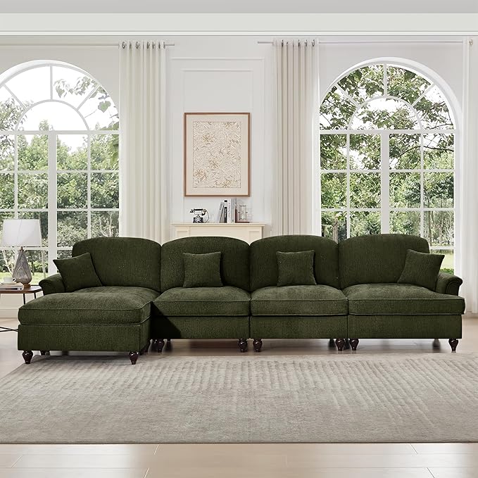 KEIKI 137 4Seat Modular Velvet Sofa Couch for Garden Home Apartment Living Style Conscious Nature Lovers Soft Plush Comfortable Cozy Relaxing Lounge Modern Contemporary Design Green