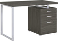 Coaster Home Furnishings Brennan Modern Contemporary Home Office 3-Drawer Writing Desk with Drawers Computer Desk Study Table File Cabinet Storage Silver Metal Frame Weathered Grey 800520