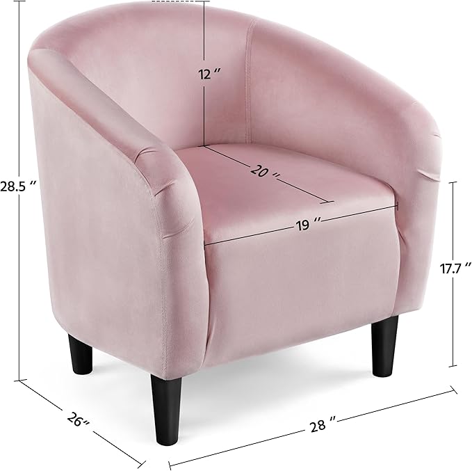 Yaheetech Accent Barrel Chair Boucle Fabric Club Chair Furry Sherpa Elegant Armchair with Cozy Soft Padded Suitable for Living Room Bedroom Reception Room Office Pink