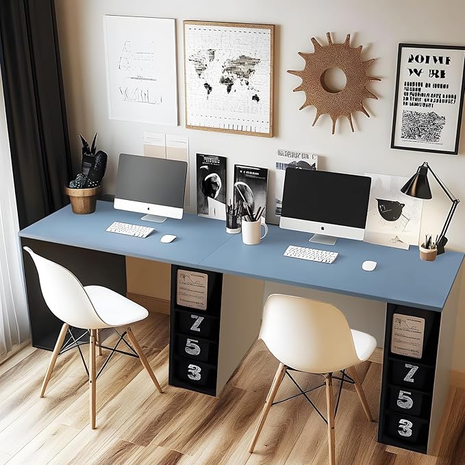 Kaboon Table Top 23.62 D x 59.1 W Solid One-Piece Desktop Universal Wood Countertop Reversible Laminate Top Double Desks L-Desk DIY Home and CommercialGrayish Blue