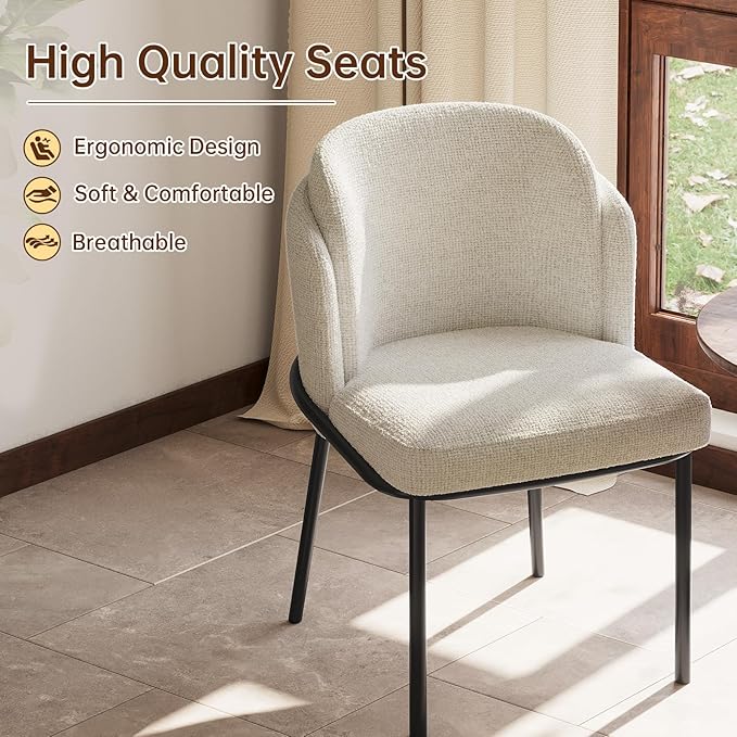 Upholstered Dining Chairs Set of 2 Modern Kitchen Chairs with Velvet Back Fabric Side Chair with Metal Legs for Kitchen Restaurant
