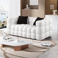 Boucle Sofa Couch 62.2 Comfy Upholstered Sherpa Loveseat Cozy Tufted 2-Seater Cloud Deep Seat Couch Small Modern Love Seat with 2 Pillows for Living Room Apartment Bedroom White