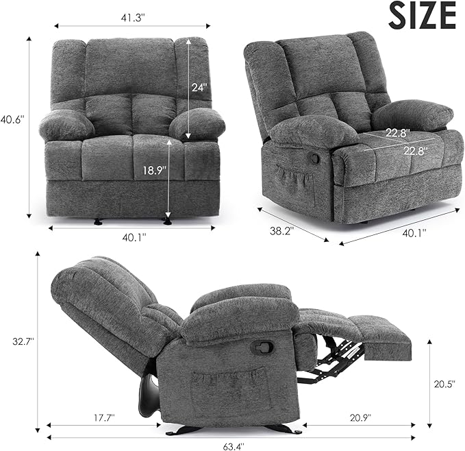 Stary Oversized Rocking Rocker Recliner Chair for Living Room Adults