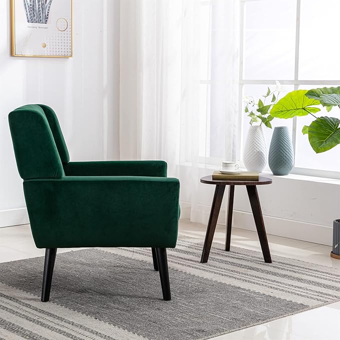 Modern Soft Velvet Material Ergonomics Accent Chair Living Room Chair Bedroom Chair Home Chair with Black Legs for Indoor Home