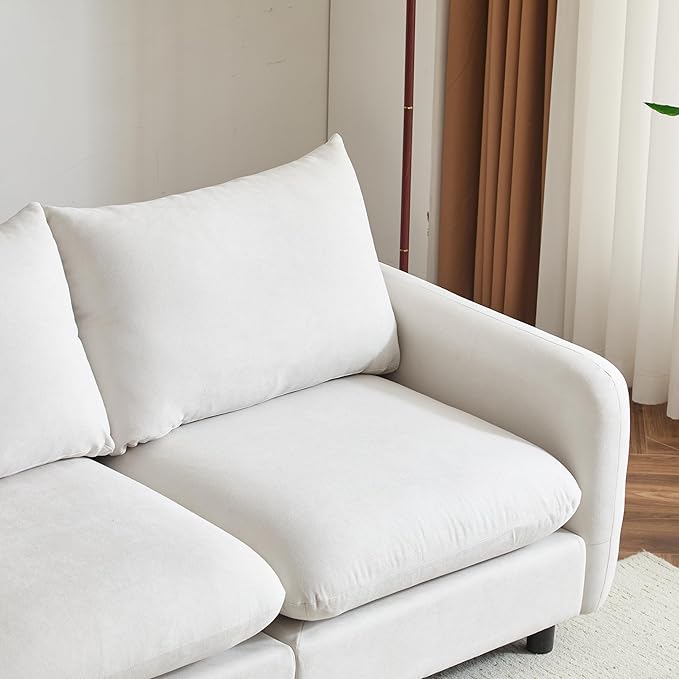 Christopher Knight Home Bricez 69 Loveseat Upholstered Sofa Modular Couch Oversized Loveseat Spacious Seating Sofa Couch Comfort Sectional Corner Wooden Chair for Living Room Home Office White