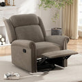 360° Swivel Recliner Chair with Adjustable Backrest Manual Rocking Recliner Home Theater Manual Recliner Chair with Metal Base and Velvet Fabric for Living Room (Light Brown 2)