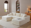 KEIKI 3 Seater Corduroy Boneless Modular Sectional Couch Sofa with Oversized Chaise Lounge Ottoman &amp Back Cushions Deep Seat Modern L-Shape Cloud Compressed Sofa Couches for Living Room Bedroom