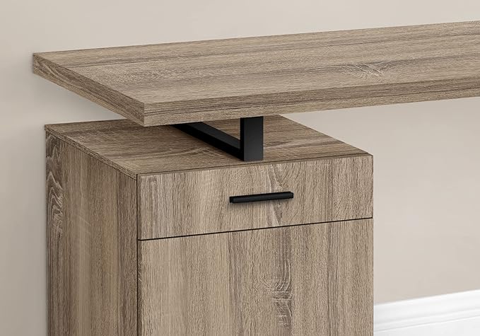 47 Modern Style Small Computer Desk Gaming Table with Storage Drawers Writing Desk with Reversible Setup for Home Office Taupe