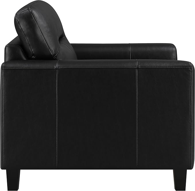 Coaster Home Furnishings - Scotland - Faux Leather Upholstered Track Arm Chair with Removable Cushions Tufted Backrest Tapered Legs and Pocket Coil Seating - Living Room - Black - 504666