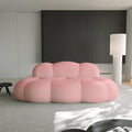 Modern Curved Sofa 3 Seater Soft Sherpa Upholstered Sofa Minimalist Style Comfy Cloud Couch for Living Room Apartment Pink