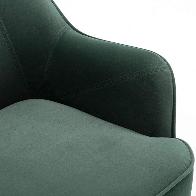 Modern Ergonomics Soft Velvet Fabric Material Armchair Accent Chair with Gold Legs Coffee Table Side Chair Comfy Upholstered Arm Chair for Indoor Home Living Room Bedroom (Dark Green)