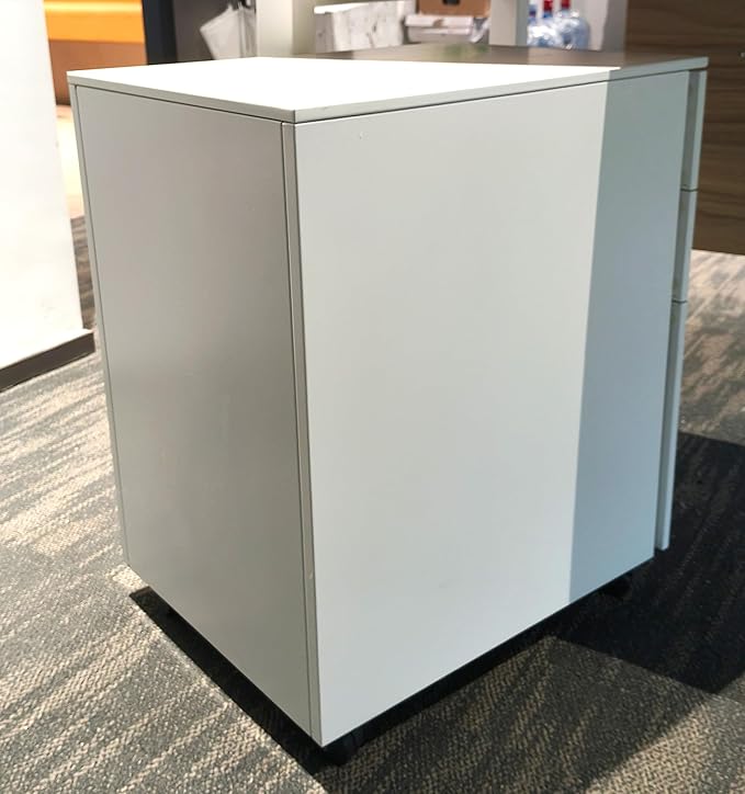 HUAMULAN Steel File Cabinet for Office Mobile File Cabinet with Lock 3 Drawers White