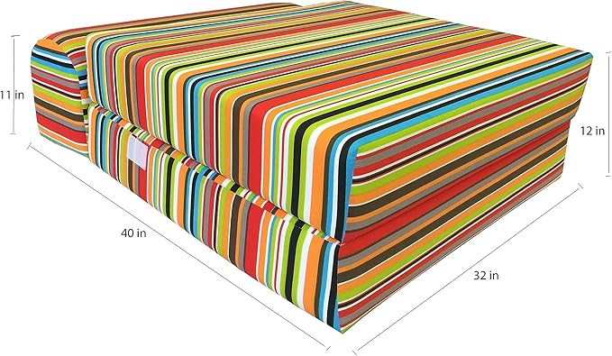 D&ampD Futon Furniture Sleeper Chair Folding Foam Beds Portable Studio Guest Sofa Bed 6 x 32 x 70 Multi Striped Colors