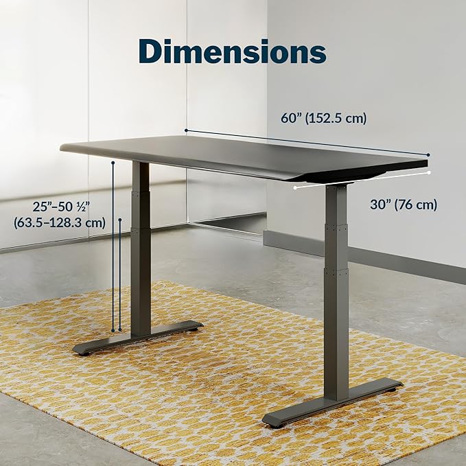Vari ComfortEdge 60x30 Inch Adjustable Electric Standing Desk – Sit Stand VariDesk with Memory Presets Sloped Edge 200 LB Capacity + Tool-Free Assembly (Black)