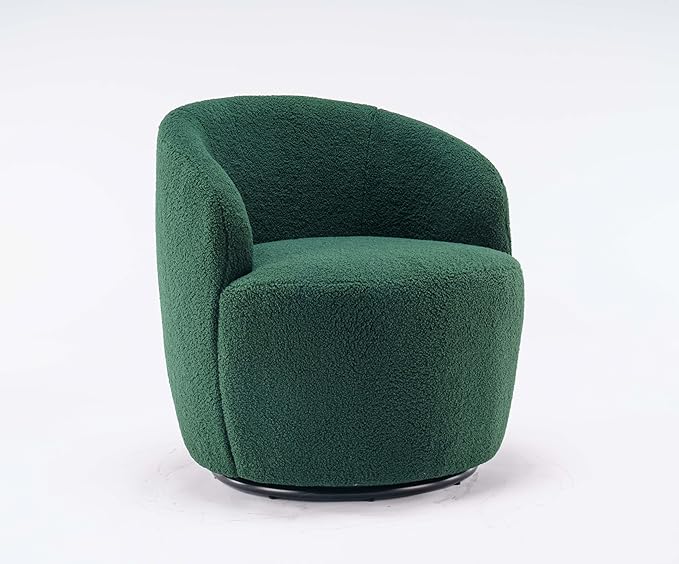 Green Teddy Swivel Accent Chair for Living Room Small Round Swivel Chairs with Metal Base for BedroomBarrel Chairs for Bedroom Corner Or Small Spaces Cozy (Green)
