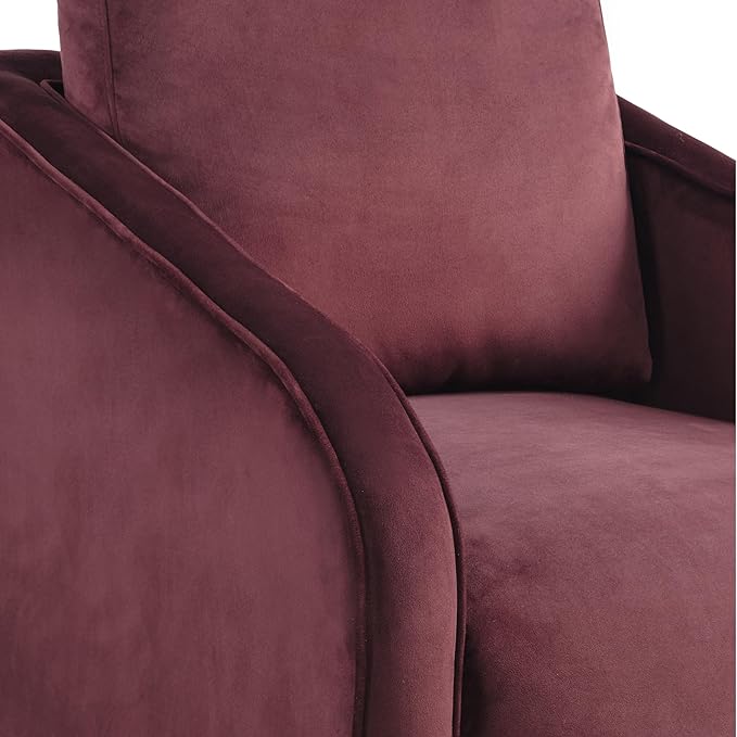 Studio Living® Lydia 35.3 Swivel Accent Chair Modern Boho Fully Assembled Pocket Coil Comfort Round Swivel Base Leg Soft Velvet Fabric Plum