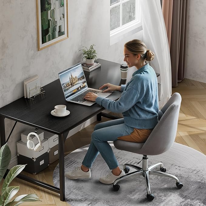 Shahoo Office Computer Desk 32 Inch Student Home Table for Writing Work with Headphone Hook and Storage Bag Dark Black