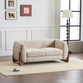 Christopher Knight Home Alma 63 Boucle Loveseat with Wood Legs 2 Seater Sofa Couches for Living Room Upholstered Couch Chair Soft Seating Lounge Sofa Chair Cozy Loveseat with Armrest Almond