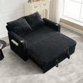 Hommoo Sleeper Sofa Couch with Pull Out Bed Convertible 3 in 1 Futon Lounge Sofa Small Love Seat for Living Room Apartment Comfy Corduroy Reclining Back with Cup Holder and USB Ports 53 Black