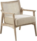 INK+IVY Kelly Accent Chair For Living Room Upholstered 6.25 T Seat Cushion Solid Wood Frame Cane Backrest Farmhouse Accent Armchair Family Room Rustic Furniture Décor 25W Light Brown