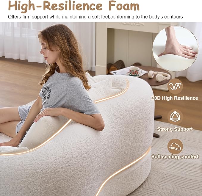 70Convertible Folding Sofa Bed 2-in-1 Boneless Loveseat Couch Wood-grain Soft Chenille with 4 Pillows Sleeper Sofa Love Seat Small Couch for Small Spaces Living Room Bedroom No Assembly