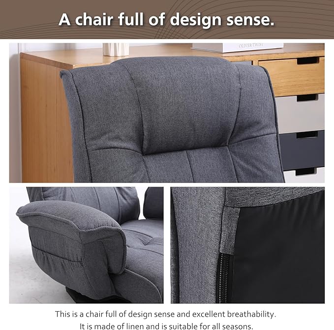 FLOGUOR 360 Degree Swivle Adjustable Floor Chair Chaise Lounge Indoor Folding Lazy Sofa with Armrests and Side Pocket Adults Gaming Chairs for Living Room Bedroom Factory Price 201 (GR)