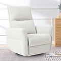 cinkehome Swivel Rocker Recliner Glider Rocker Recliner Chair for Nursery Overstuffed Manual Reclining Chair for Small Spaces Living Room Beige Snowflake Fleece