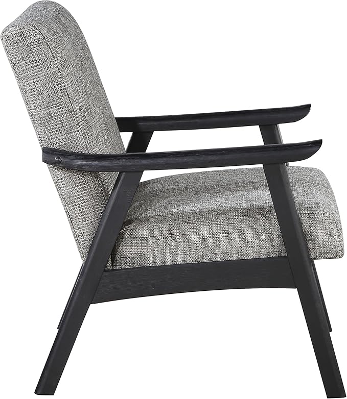 OSP Home Furnishings Weldon Mid-Century Modern Armchair Graphite Fabric with Black Finished Frame