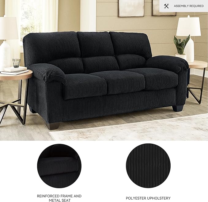 Signature Design by Ashley SimpleJoy Modern Sofa for Living Room Black