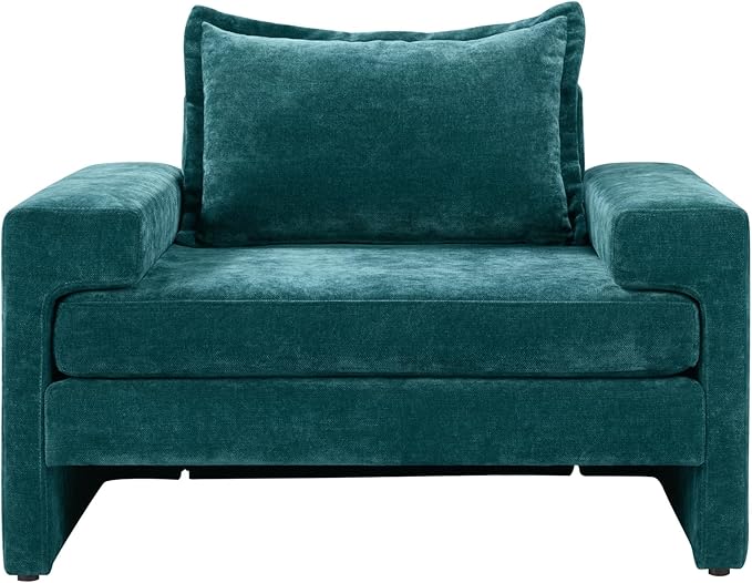 Merax 40.9 Chenille Upholstered Armchair Accent Chair with Wide Armrests Thick Cushion Ergonomic Back Support for Living Room Bedroom or Office Green