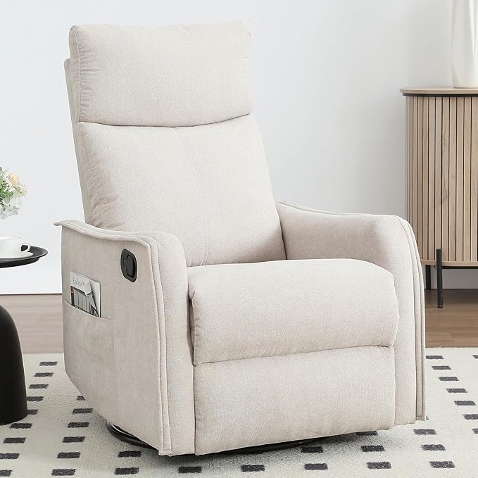 Leyu&ampHafort Swivel Rocker Recliner Chair 360° Swivel Recliner with Heat and Massage Rocker Recliner Nursery Glider Chair with Side Pockets for Living Room