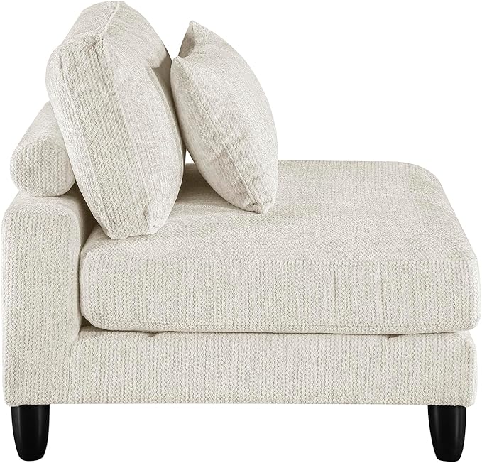 Lexicon Modular Sectional Sofa for Living Room Microfiber Upholstery Armless Chair with Pillow Units of Modular Sectional Couch Upholstered Chair for Customizable Sectional Sofa Couch Beige